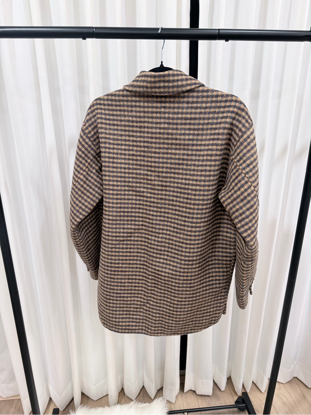 Sandro Paris Embellished Checked Wool-Blend "Brodan" Overshirt Jacket - Picture 7 of 8